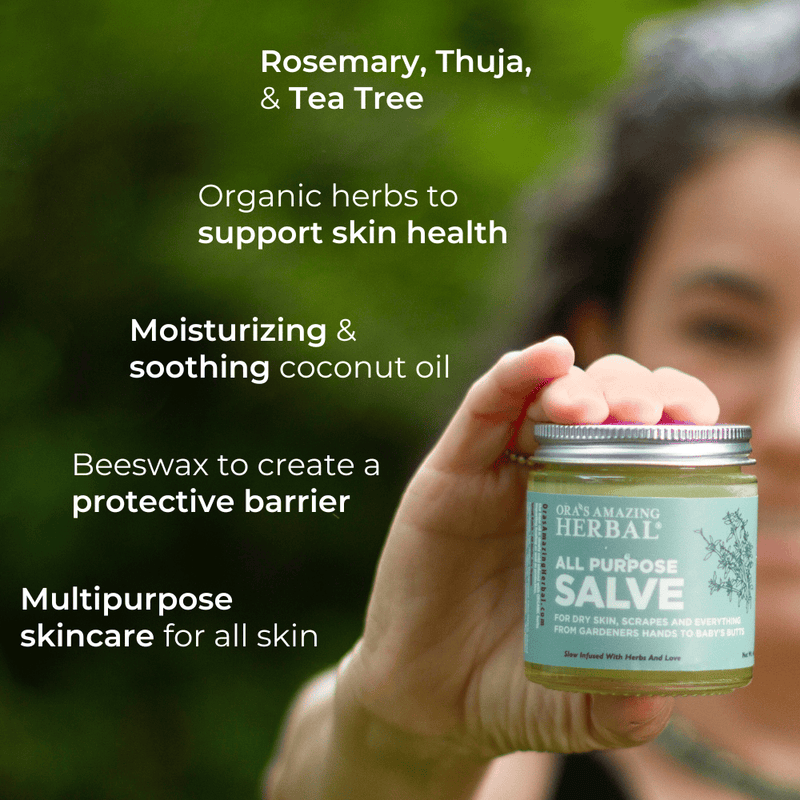 Ora's Amazing Herbal All Purpose Salve, Herbal Salve with Comfrey & Tea Tree Oil Skin Care Black Jar 4oz