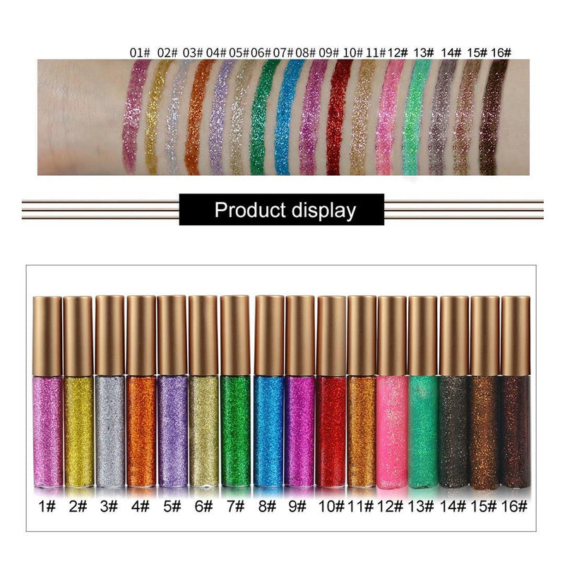 EpiLynx Shimmer & Shine Glitter Eyeliner – Vegan, Allergen-Free, Long-Wearing Eyeliner Rosy Brown 2 yellow gold,4 red brown,5 purple,6 light gold,7 green,8 blue,9 fuchsia,10 red,11 gold brown,12 pink,14 dark brown,15 brown,16 earth brown