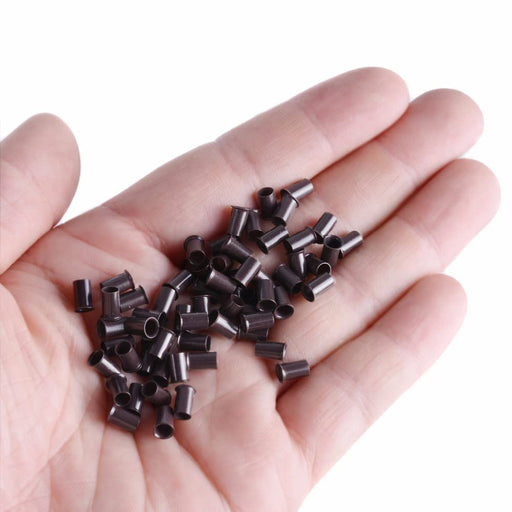 VIP Extensions Allure Copper Micro Ring 3.5 x 3.5 x 6.0 mm (25 pc/jar) Hair Extension White Smoke BLACK,BEIGE,BROWN