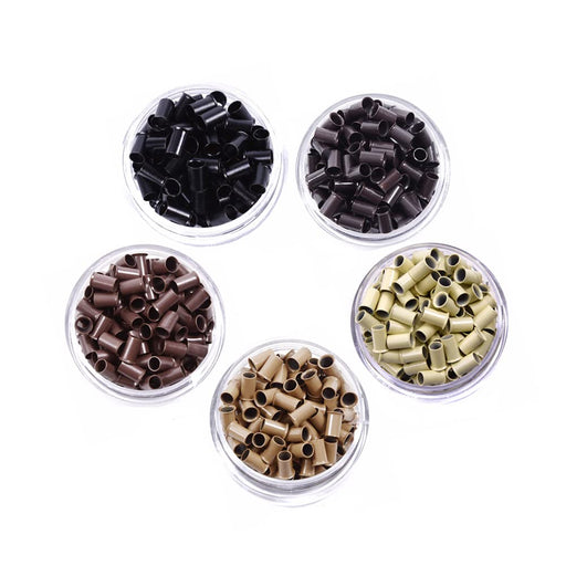 VIP Extensions Allure Copper Micro Ring 3.5 x 3.5 x 6.0 mm (25 pc/jar) Hair Extension White Smoke BLACK,BEIGE,BROWN