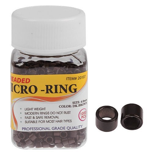 VIP Extensions Allure Micro Ring 4.0 mm (1000 pcs) Hair Extension White Smoke DARK BROWN