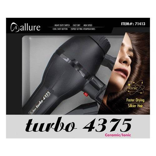 VIP Extensions Allure Tourmaline/Ceramic/Ionic Turbo 4375 1875W Dryer Hair Tools Black