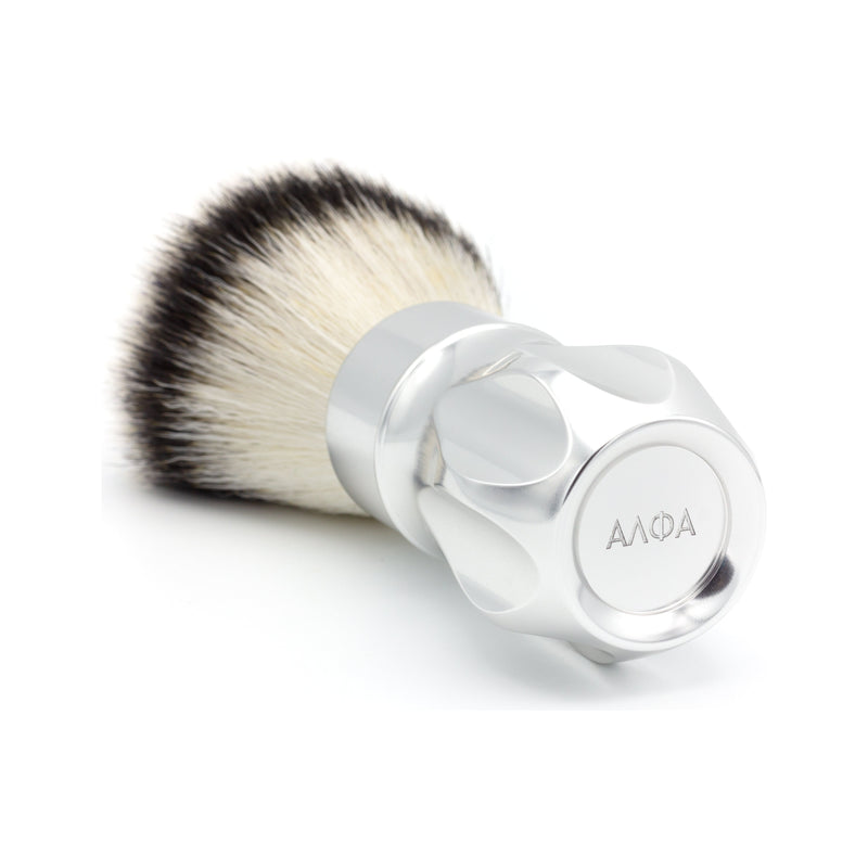 Alpha Brush Shaving Co. Alpha Brush & Shaving Co. Outlaw 26mm & 28mm Shaving Brush Shaving Brush Light Gray Black / 26mm,Silver / 26mm,Matte Silver / 26mm,Matte Silver / 28mm,Blue/Silver / 26mm