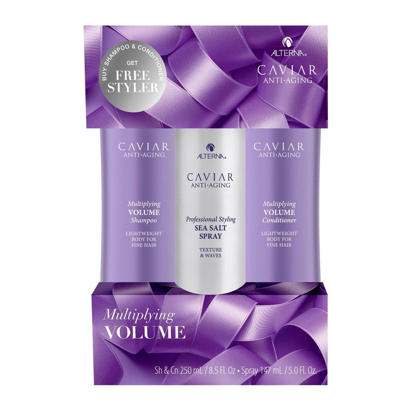 VIP Extensions Alterna Full Size Caviar Anti-Aging Multiplying Volume Set Hair Care Kit White Smoke