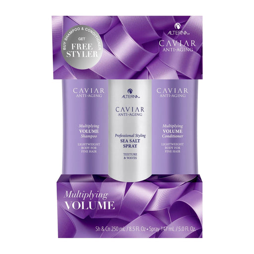 VIP Extensions Alterna Full Size Caviar Anti-Aging Multiplying Volume Set Hair Care Kit White Smoke