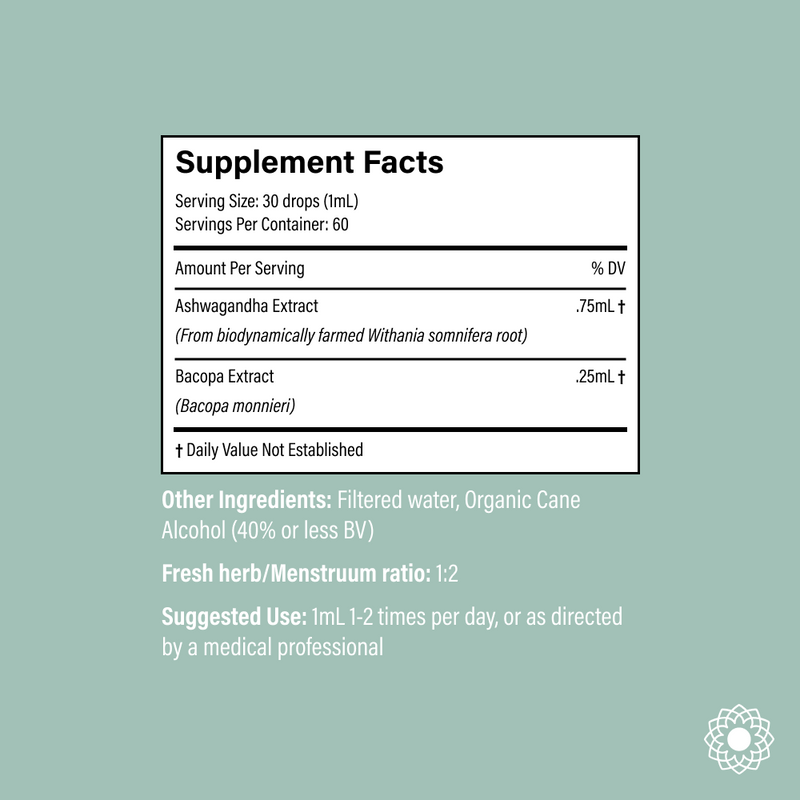 Portland Ashwagandha Farm Ashwagandha Bacopa - Spagyric Tincture Tincture Dark Gray 2oz,4oz
