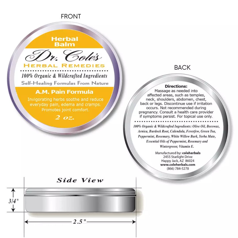 COLEHERBALS LLC 21 - Dr. Cole's A.M. Pain Herbal Balm Herbal White Smoke