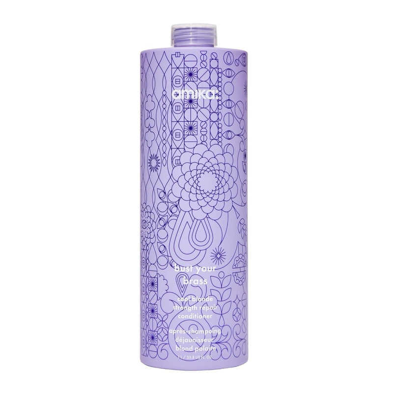 Nava Beauty Amika Bust Your Brass Cool Blonde Strength Repair Conditioner Hair Light Steel Blue 33.8 Oz