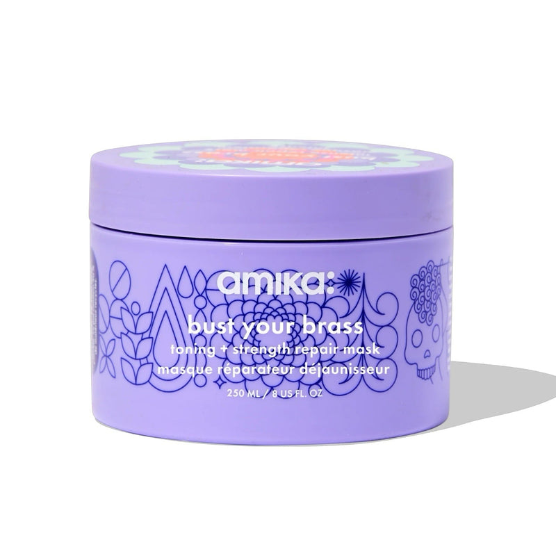 Nava Beauty Amika Bust Your Brass Toning + Strength Repair Mask 8 Oz Hair White Smoke