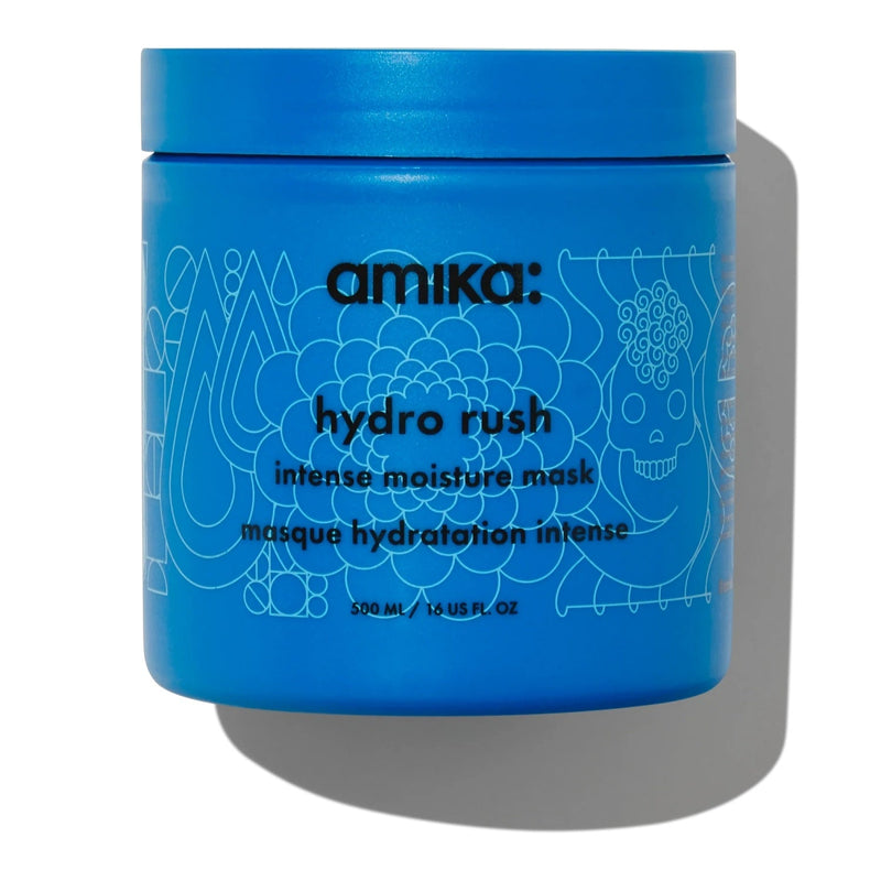 Nava Beauty Amika Hydro Rush Intense Moisture Hair Mask with Hyaluronic Acid Hair Dark Cyan 16 Oz