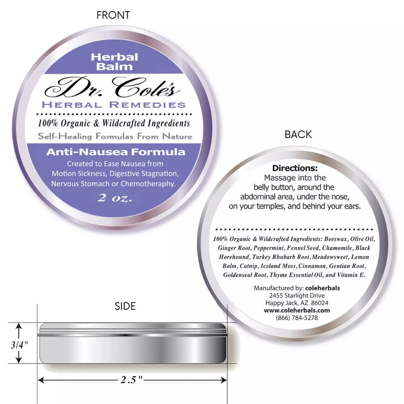 COLEHERBALS LLC 05 - Dr. Cole's Organic Anti-Nausea Herbal Balm Herbal White Smoke
