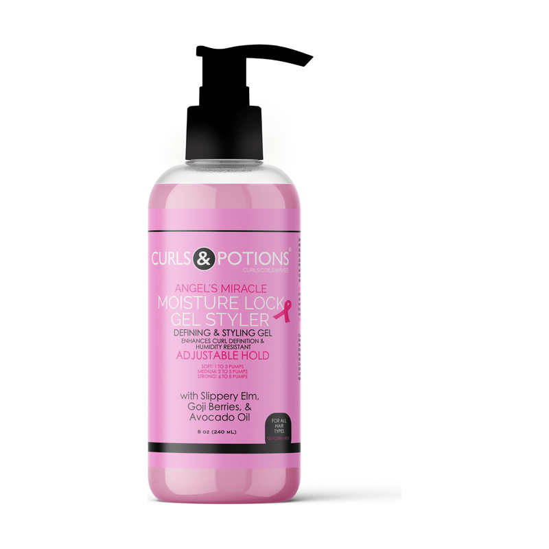 Curls & Potions Angel's Miracle Moisture Lock Gel Styler Stylers Plum 8 oz BOTTLE