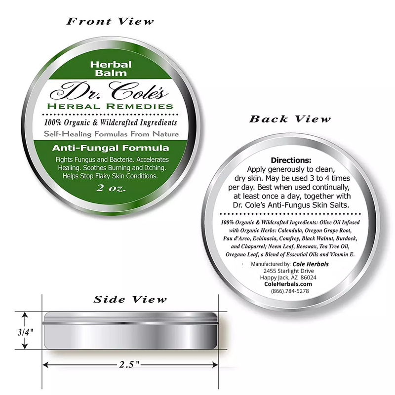 COLEHERBALS LLC 07 - Dr. Cole's Antifungal Balm Herbal White Smoke