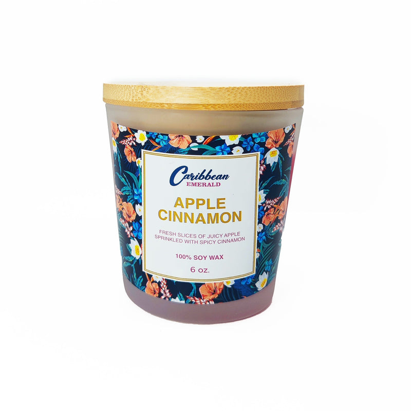 Caribbean Emerald Apple Cinnamon Candle Candle White Smoke 4 OZ,6 OZ