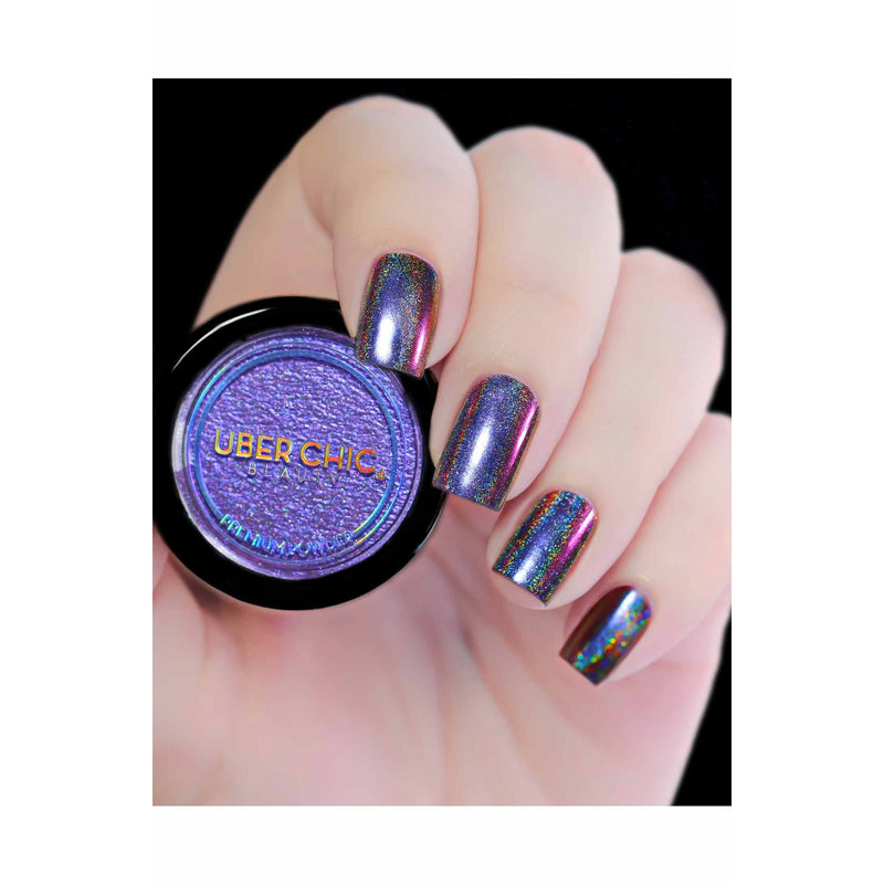 UberChic Beauty Chameleon Holographic Nail Powder: Arabian Nights Powder Gray