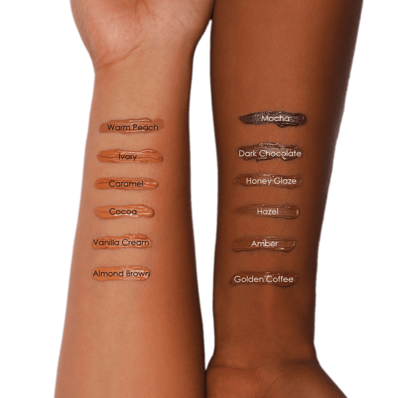VIP Extensions Ashley Lee Color Satin Longwear Liquid Concealer Concealer Black Almond Brown,Vanilla Cream,Cocoa,Caramel,Ivory,Warm Peach,Golden Coffee,Amber,Hazel,Honey Glaze,Dark Chocolate,Mocha,Green Corrector,Orange Corrector,Yellow Corrector