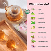Gardenika Shop Immune Defense Tea, Echinacea Ashwagandha | Organic Herbal Blend Loose Leaf Tea Misty Rose