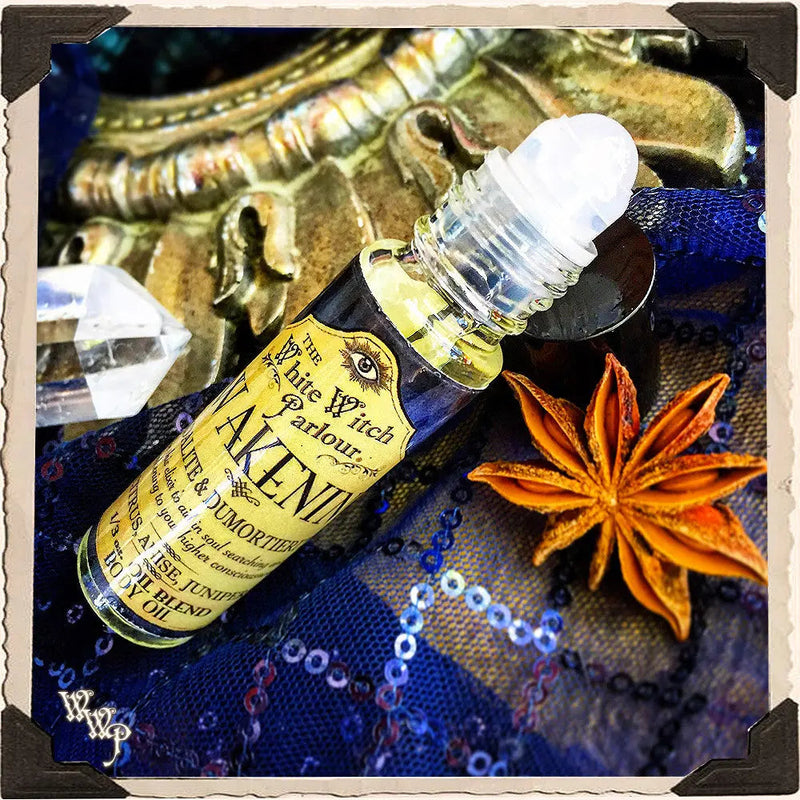 WhiteWitchParlour.com AWAKENING Elixir 1/3oz. BODY OIL Rollon. For Spiritual Growth & Finding Life Purpose. aromatherapy, perfume, oils Pale Goldenrod 1/3 oz. ROLLON