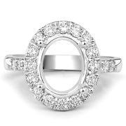 Bids.com 0.60 Carat Genuine White Diamond 14K White Gold Semi Mount Ring - holds 10x8mm Oval Gemstone Rings White Smoke size 7.00,size 6.00,size 8.00