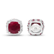 Bids.com 6.12 Carat Dyed Ruby, Ruby and White Topaz .925 Sterling Silver Earrings Earrings White Smoke
