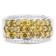 Bids.com 1.91 Carat Genuine Yellow Diamond and White Diamond .925 Sterling Silver Ring Rings Light Gray size 5.00,size 6.00,size 7.00,size 8.00,size 9.00