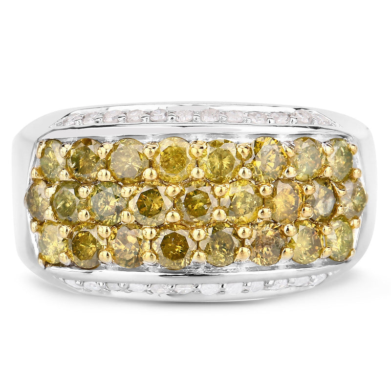 Bids.com 1.91 Carat Genuine Yellow Diamond and White Diamond .925 Sterling Silver Ring Rings Light Gray size 5.00,size 6.00,size 7.00,size 8.00,size 9.00