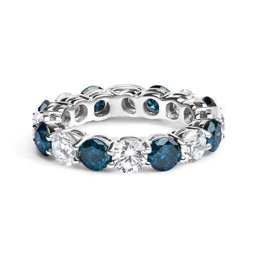 Bids.com 14K White Gold 6 1/4 Cttw Alternating Lab-Grown White and Natural Treated Blue Diamond Eternity Band Ring (F-G Color, VS1-VS2 Clarity) Rings White Smoke 7.5 / White.Gold,7 / White.Gold,9 / White.Gold,6 / White.Gold,8 / White.Gold,6.5 / White.Gold,8.5 / White.Gold