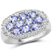 Bids.com 1.70 Carat Genuine Tanzanite .925 Sterling Silver Ring Rings White Smoke size 6.00,size 6.50,size 8.00,size 7.00,size 9.00,size 5.00