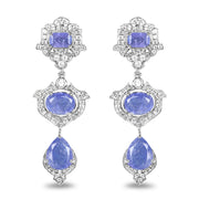 Bids.com 7.73 Carat Genuine Tanzanite and White Topaz .925 Sterling Silver Earrings Earrings White Smoke