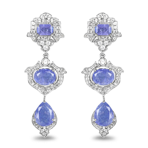 Bids.com 7.73 Carat Genuine Tanzanite and White Topaz .925 Sterling Silver Earrings Earrings White Smoke
