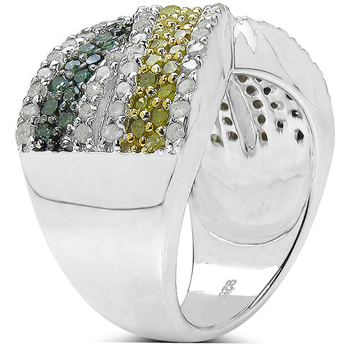 Bids.com 1.44 Carat Genuine Multi Diamond .925 Sterling Silver Ring Rings Light Gray size 7.00,size 6.00,size 8.00,size 9.00