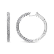 Bids.com 18K White Gold 2 1/3 Cttw Pave Set Diamond Semi Eternity Leverback Hoop Earrings (F-G Color, VS1-VS2 Clarity) Earrings White Smoke White.Gold / 2.33