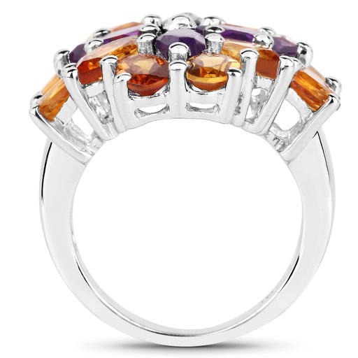 Bids.com 7.96 Carat Genuine Amethyst & Madeira Citrine .925 Sterling Silver Ring Rings White Smoke size 6.00,size 9.00,size 5.00,size 10.00,size 11.00,size 7.00,size 8.00