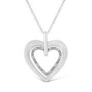 Bids.com .925 Sterling Silver Prong-Set Diamond Accent Double Heart 18" Pendant Necklace (I-J Color, I1-I2 Clarity) Necklaces White Smoke White.Sterling Silver / 18