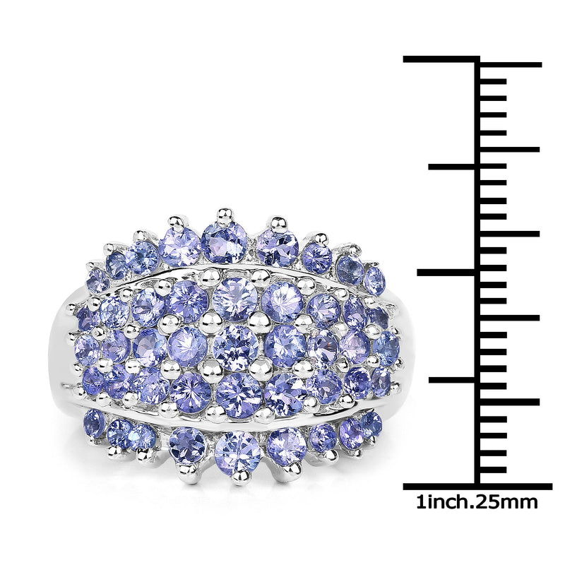 Bids.com 2.35 Carat Genuine Tanzanite .925 Sterling Silver Ring Rings White Smoke size 6.00,size 7.00,size 8.00,size 9.00