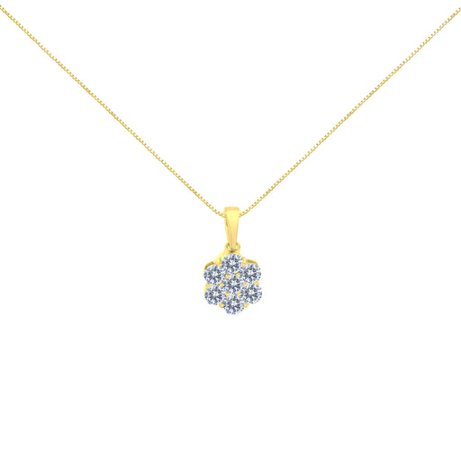 Bids.com 14K Yellow Gold 1.00 Cttw Brilliant Round-Cut Diamond 7 Stone Floral Cluster 18" Pendant Necklace (H-I Color, SI2-I1 Clarity) Necklaces White Smoke Yellow.Gold / 18