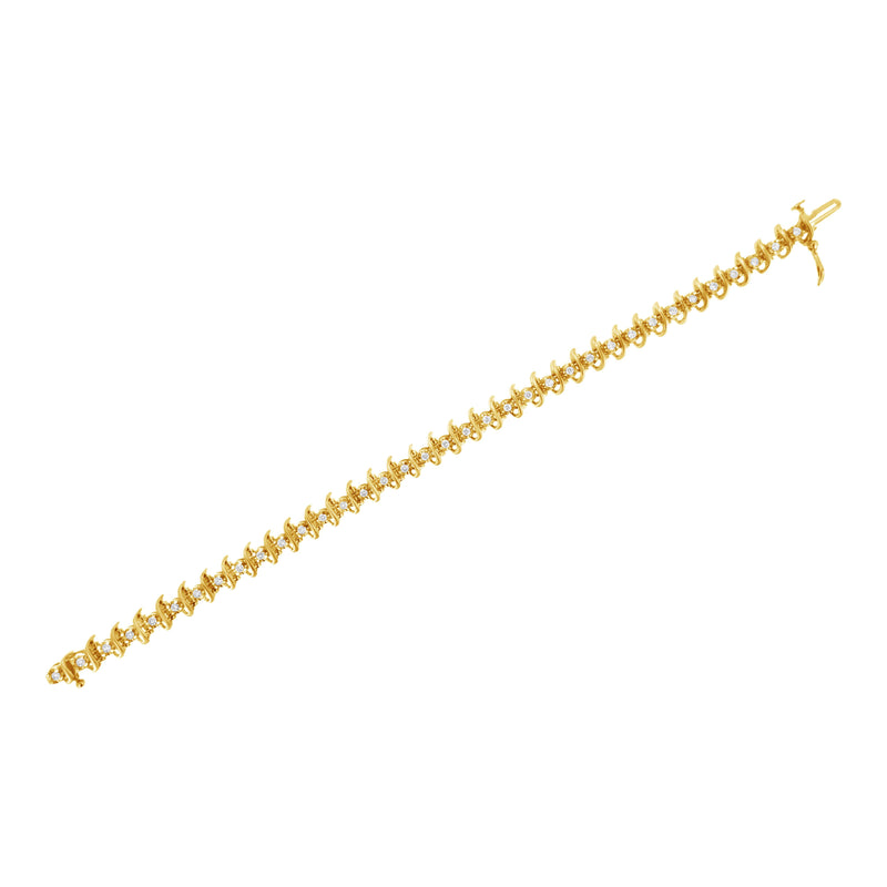 Bids.com 10KT Yellow Gold Plated .925 Sterling Silver 1 cttw Prong-Set Diamond Link Bracelet (J-K, I1-I2) - 7.5" Bracelets White Smoke Yellow.Sterling Silver / 7.5