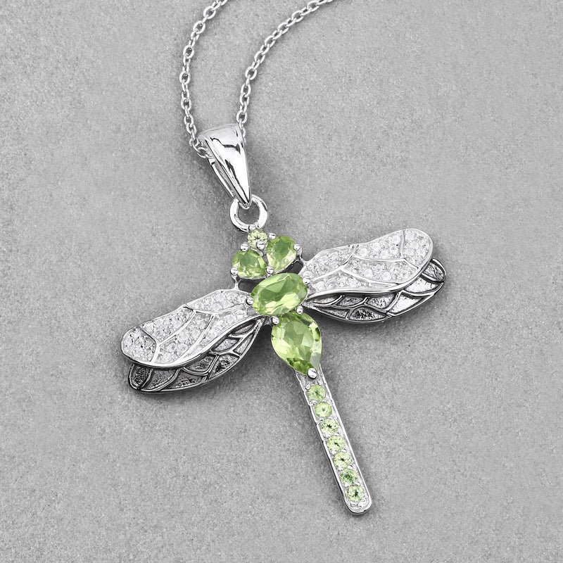 Bids.com 1.98 Carat Genuine Peridot and White Topaz .925 Sterling Silver Pendant Pendants Gray size 18.00
