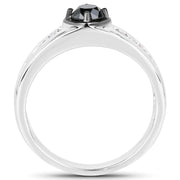 Bids.com 0.65 Carat Genuine Black Diamond and White Diamond .925 Sterling Silver Ring Rings White Smoke size 9.00,size 6.00,size 7.00,size 8.00