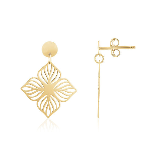 Bids.com 14K Yellow Gold High Polish Flower Cutout Earrings Earrings White Smoke Yellow Gold