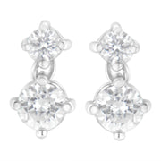 Bids.com 14K White Gold 1 cttw Double Diamond Stud Earrings (H-I Clarity, SI2-I1 Color) Earrings White Smoke White.Gold / 1