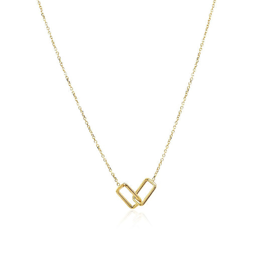 Bids.com 14k Yellow Gold Necklace with Interlocking Petite Rectangles Necklaces White Smoke 17 / Yellow Gold