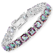 Bids.com 48.93 Carat Genuine Rainbow Quartz .925 Sterling Silver Bracelet Bracelets White Smoke size 7.00,size 7.50