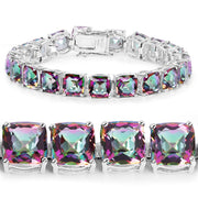 Bids.com 48.93 Carat Genuine Rainbow Quartz .925 Sterling Silver Bracelet Bracelets White Smoke size 7.00,size 7.50