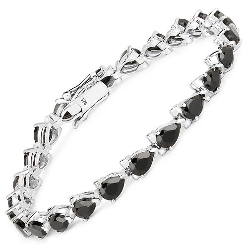 Bids.com 14.82 Carat Genuine Black Spinel 925 Sterling Silver Bracelet Bracelets White Smoke size 8.75