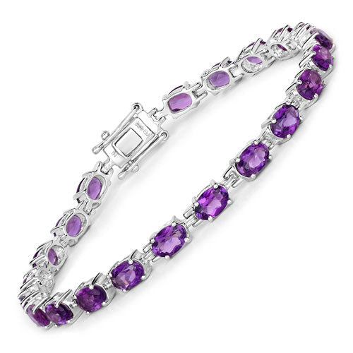 Bids.com 7.98 Carat Genuine Amethyst .925 Sterling Silver Bracelet Bracelets White Smoke size 7.25,size 8.25,size 7.00,size 6.25