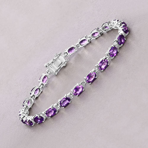Bids.com 7.98 Carat Genuine Amethyst .925 Sterling Silver Bracelet Bracelets Light Gray size 7.25,size 8.25,size 7.00,size 6.25