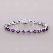 Bids.com 7.98 Carat Genuine Amethyst .925 Sterling Silver Bracelet Bracelets Gray size 7.25,size 8.25,size 7.00,size 6.25
