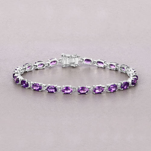 Bids.com 7.98 Carat Genuine Amethyst .925 Sterling Silver Bracelet Bracelets Gray size 7.25,size 8.25,size 7.00,size 6.25