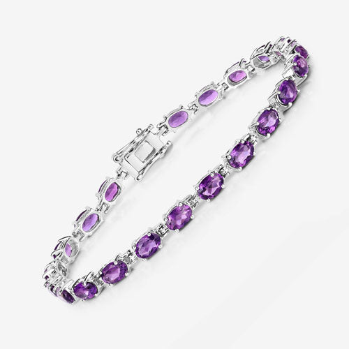 Bids.com 7.98 Carat Genuine Amethyst .925 Sterling Silver Bracelet Bracelets White Smoke size 7.25,size 8.25,size 7.00,size 6.25